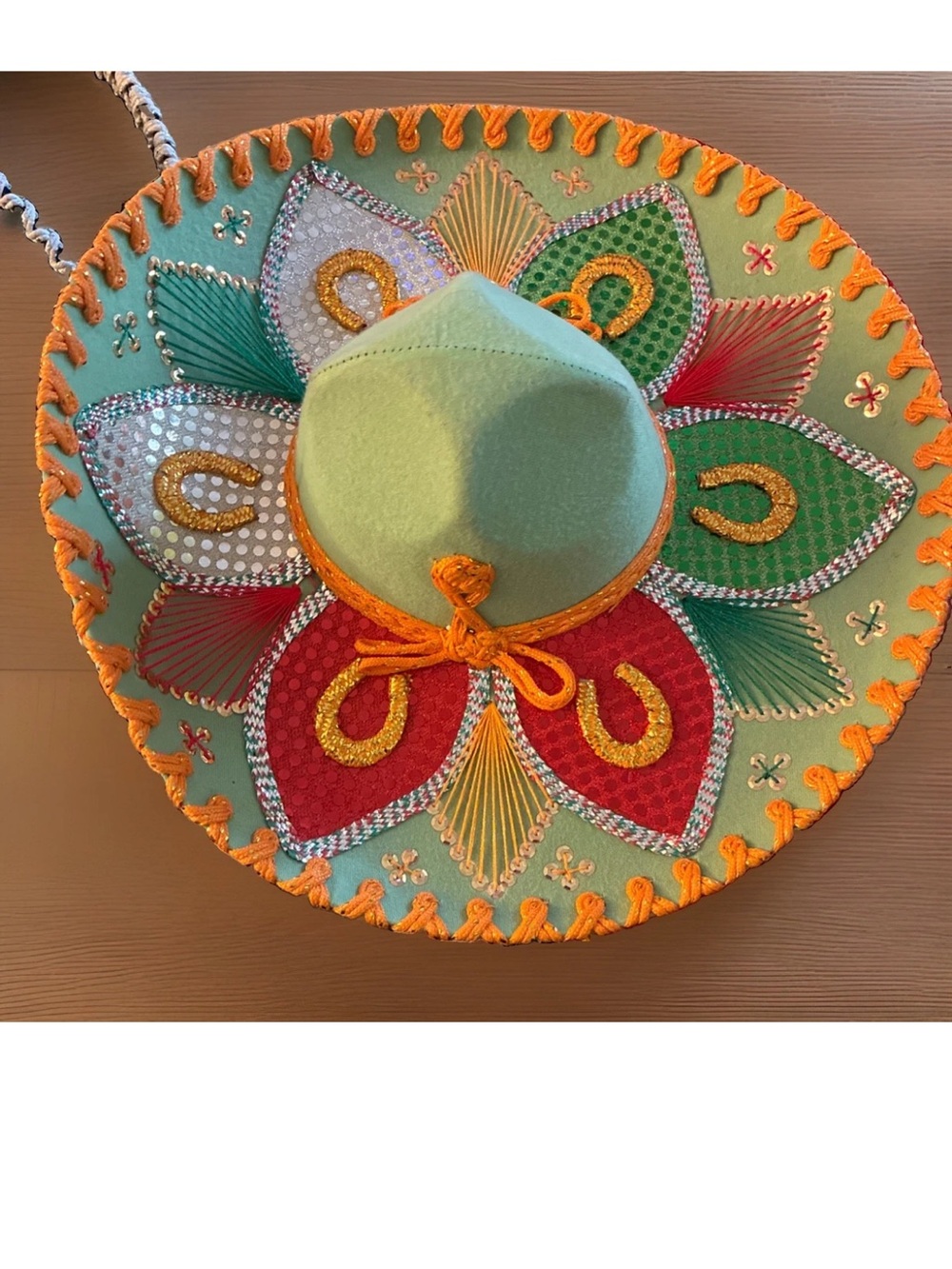 DecorativeSombrero Hat - Mint Green with Multicolor Accents
